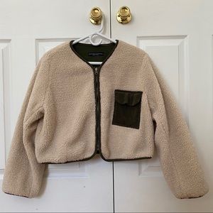 Stylenanda Teddy Reversible Olive Jacket Cropped
